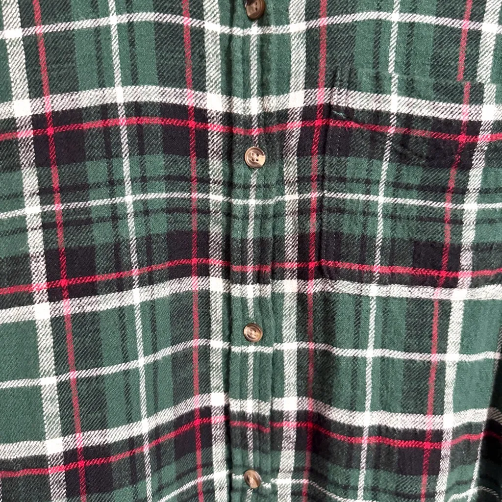 American Eagle Ahh-mazingly Soft Boyfriend flannel shirt, green and red plaid - Image 3