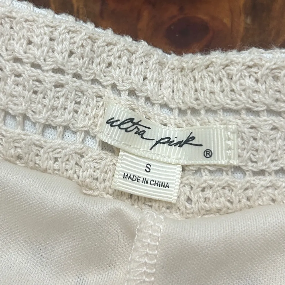 White and Brown Coastal Cowgirl Beachy Small Crochet Pants - Image 5