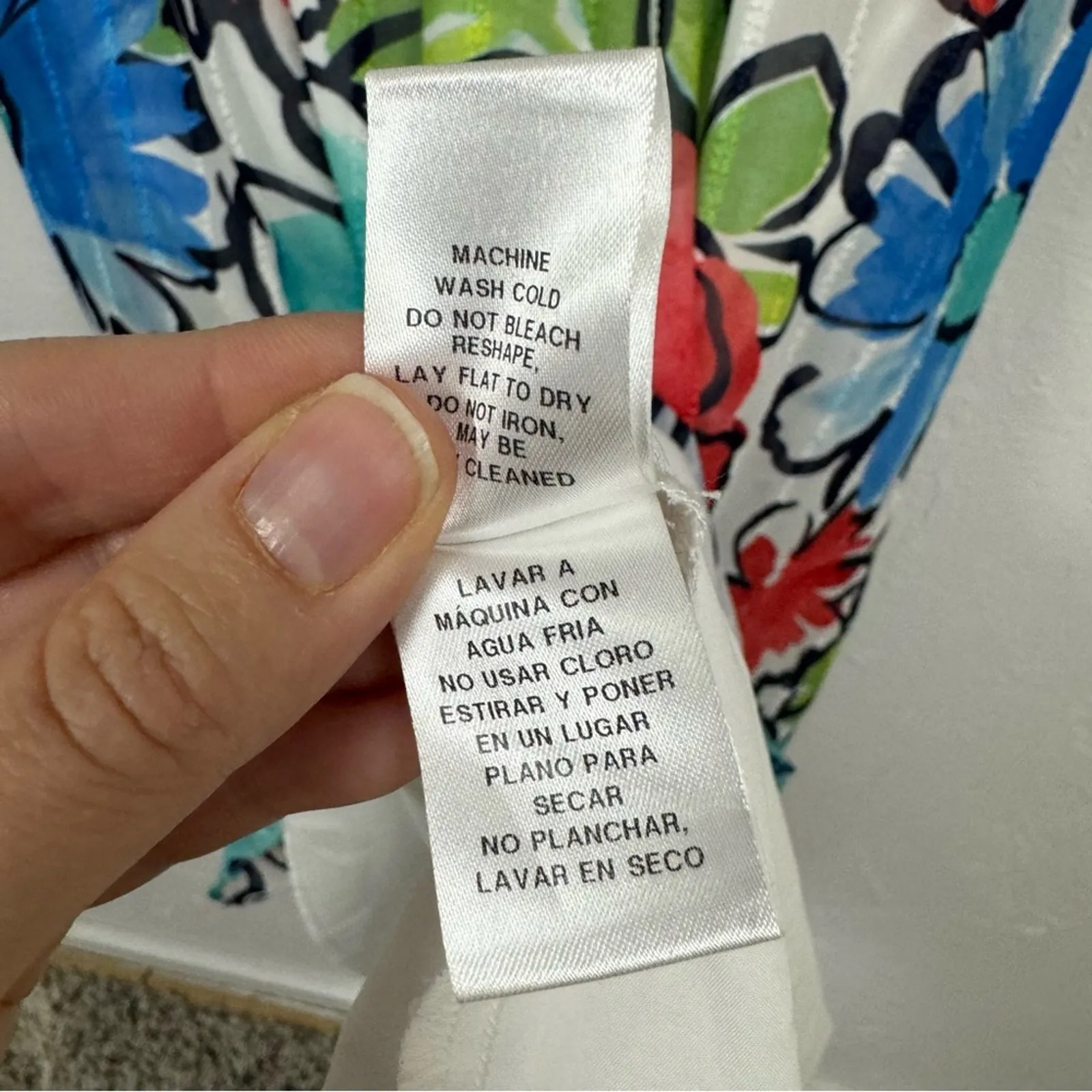 Maggy London Blue Red Floral Print Maxi Dress Womens 18W Boho Casual Eyelet - Image 7