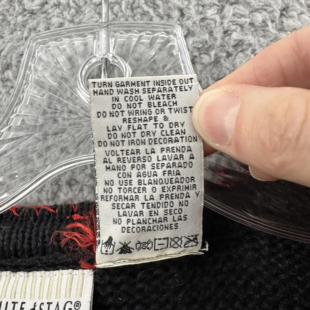 Vintage White‎ Stag Knit Cardigan Sweater Cardinal Embroidered Beaded W 18W 20W - Image 9