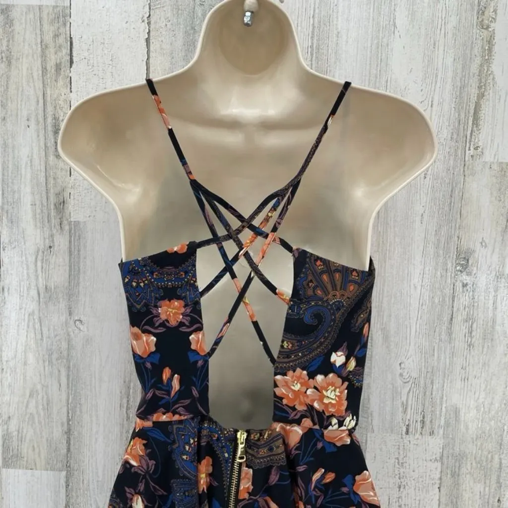 Bebe x Naven Dress Women 8 Black Floral Print Polyester Lined Cross Zip Back‎ - Image 6