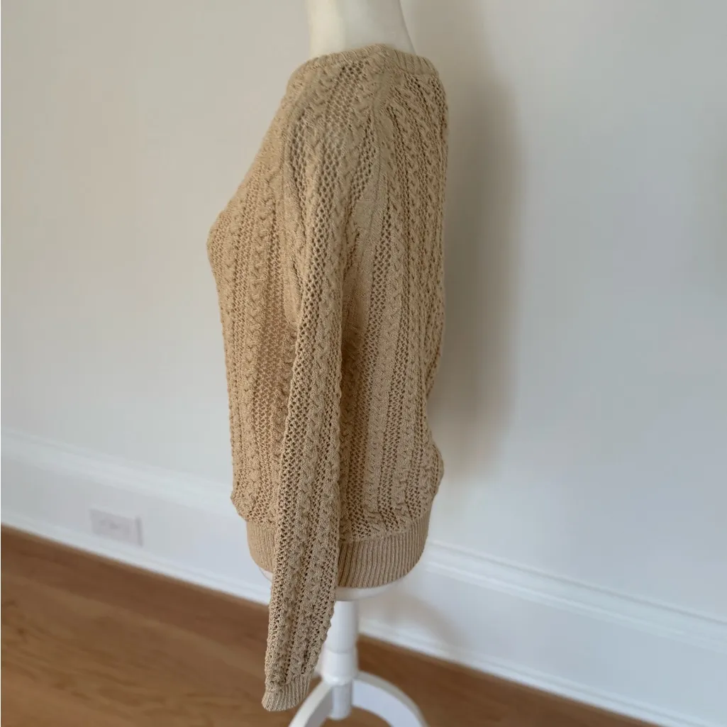 Zara Classic Tan Cable Knit Sweater Size Large - Image 5