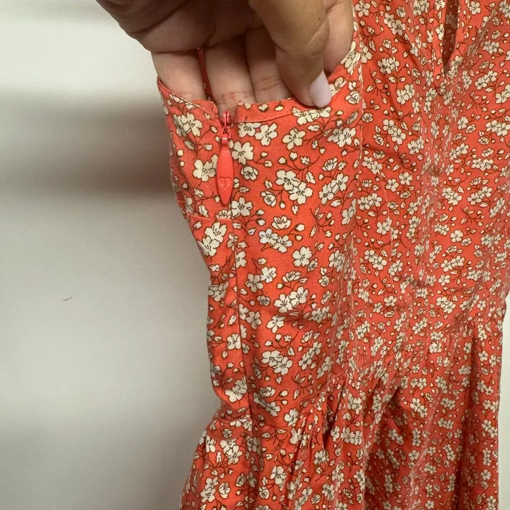 Juicy Couture Womens Orange White Micro Print Silk Fit Flare Skater Dress 2/XS - Image 6