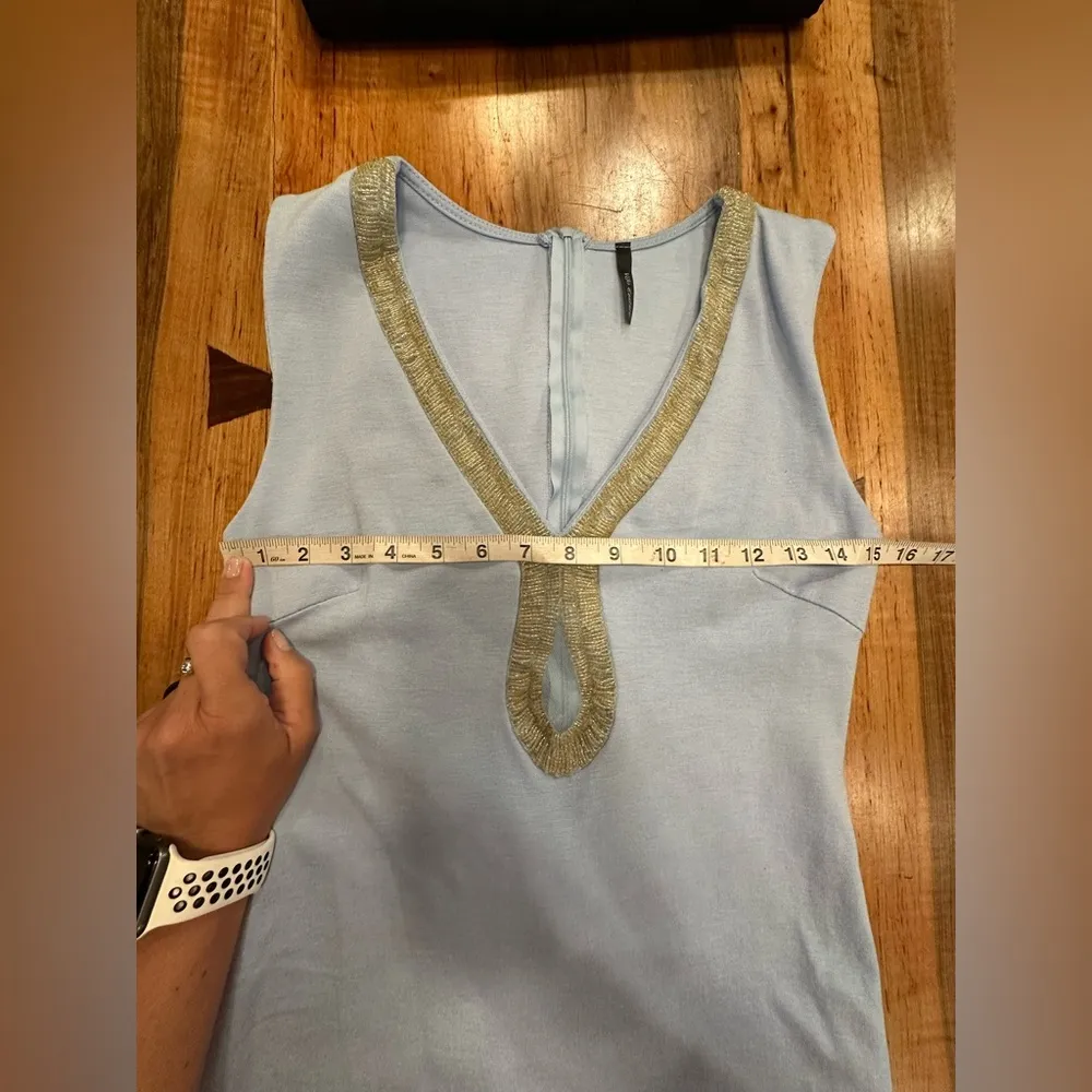 EUC Vijo Couture Elegant light Blue bodycon stretch Sleeveless Mini Dress - Image 9