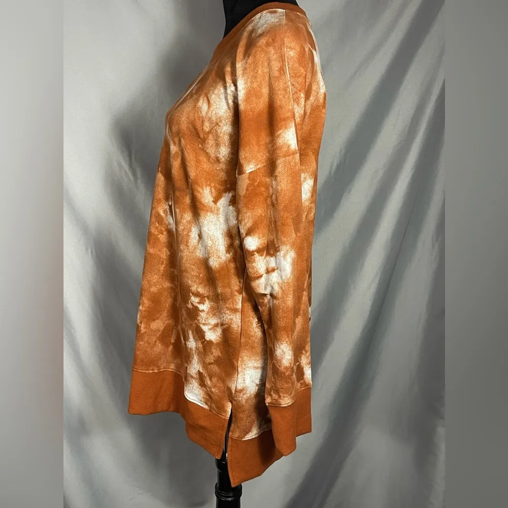 LulaRoe Hannah Sweatshirt Tie Dye Rust Pumpkin Orange Tunic Medium NWT - Image 4