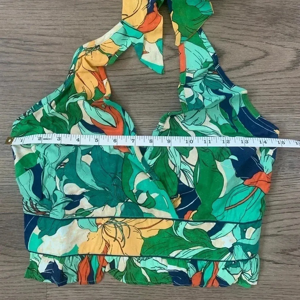 Band of The Free Sleeveless Floral Cropped Halter Top - Size‎ S - Green - NWT - Image 9