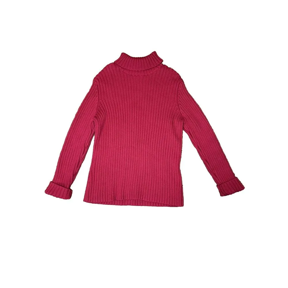 Lands End Womens Turtleneck Sweater XL 18-20‎ Red Long Sleeve 100% Cotton - Image 2