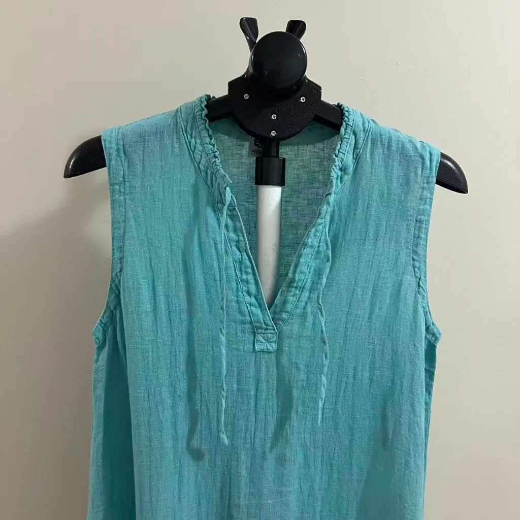 NWOT JOHNNY WAS Collection Blue Sleeveless knee-Length Dress Sz S - Image 4