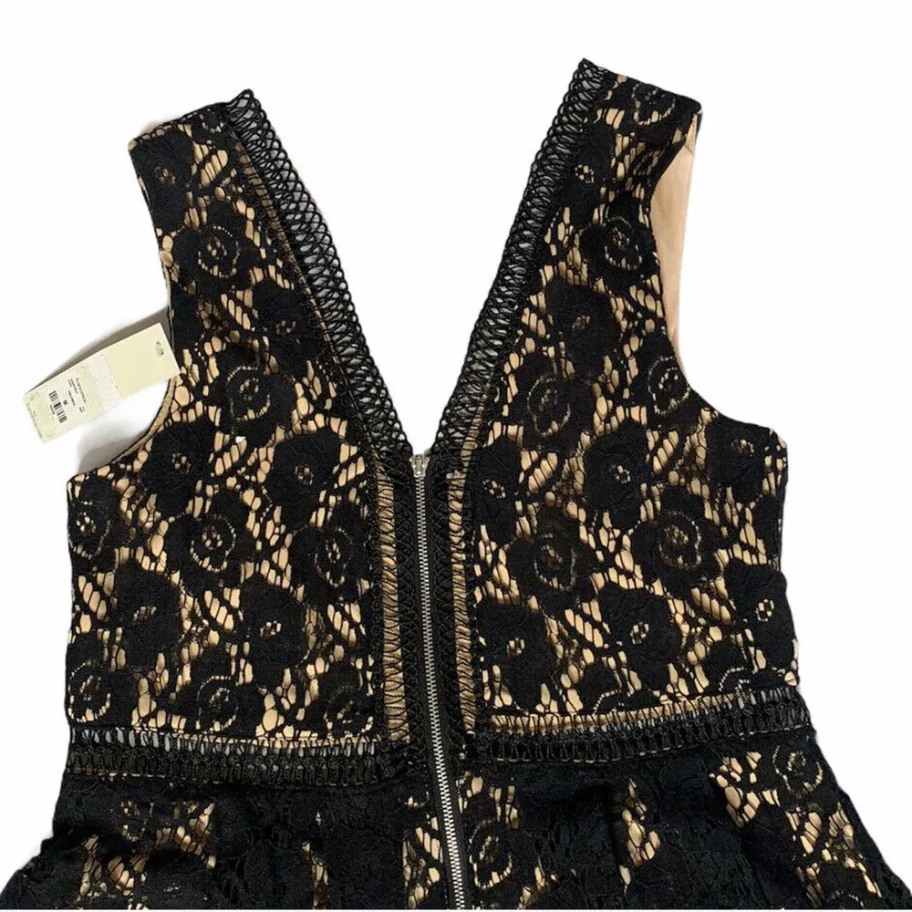 NEW Francescas Miami Xander Black Lace V Neck Fit & Flare Dress Exposed Zipper M - Image 8