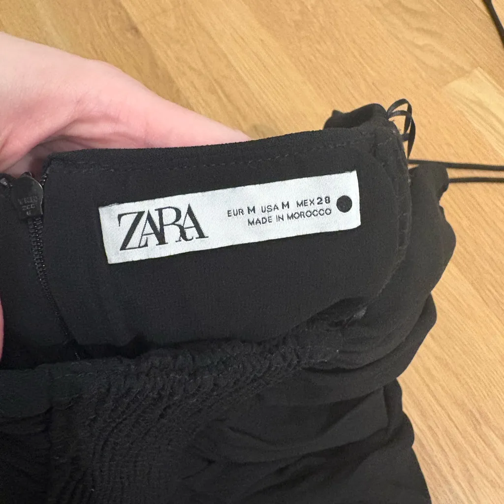 Zara Ruched Black Halter Mini Dress Size Medium - Image 6