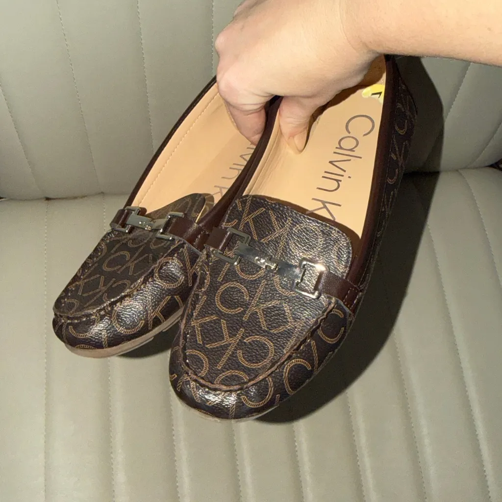 Calvin Klein Monogram Black Loafers size 7 women’s slip on shoes faux leather - Image 10