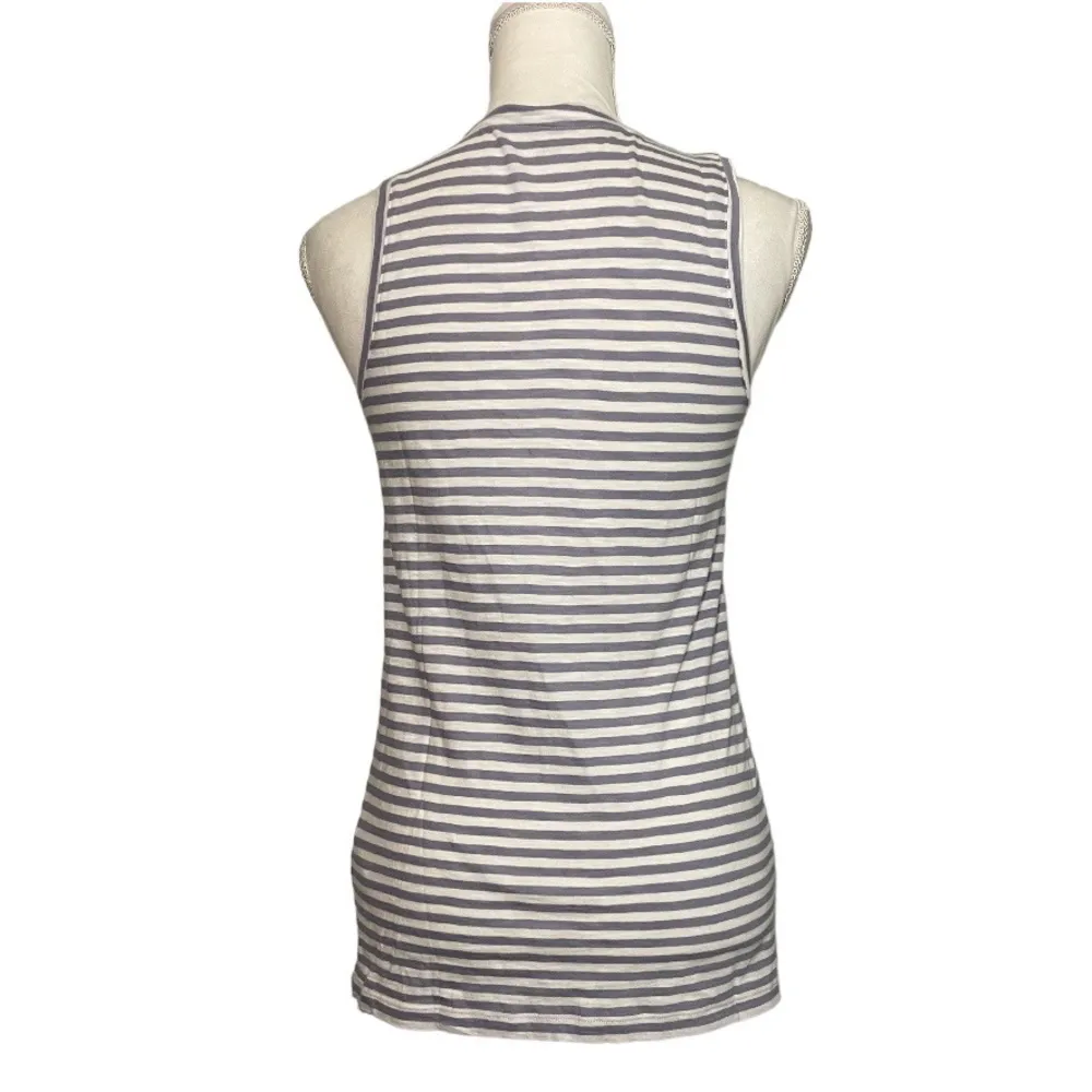 NWT  Warhol Periwinkle White Stripe V-Neck Sleeveless Tank Top Shirt New - Image 3