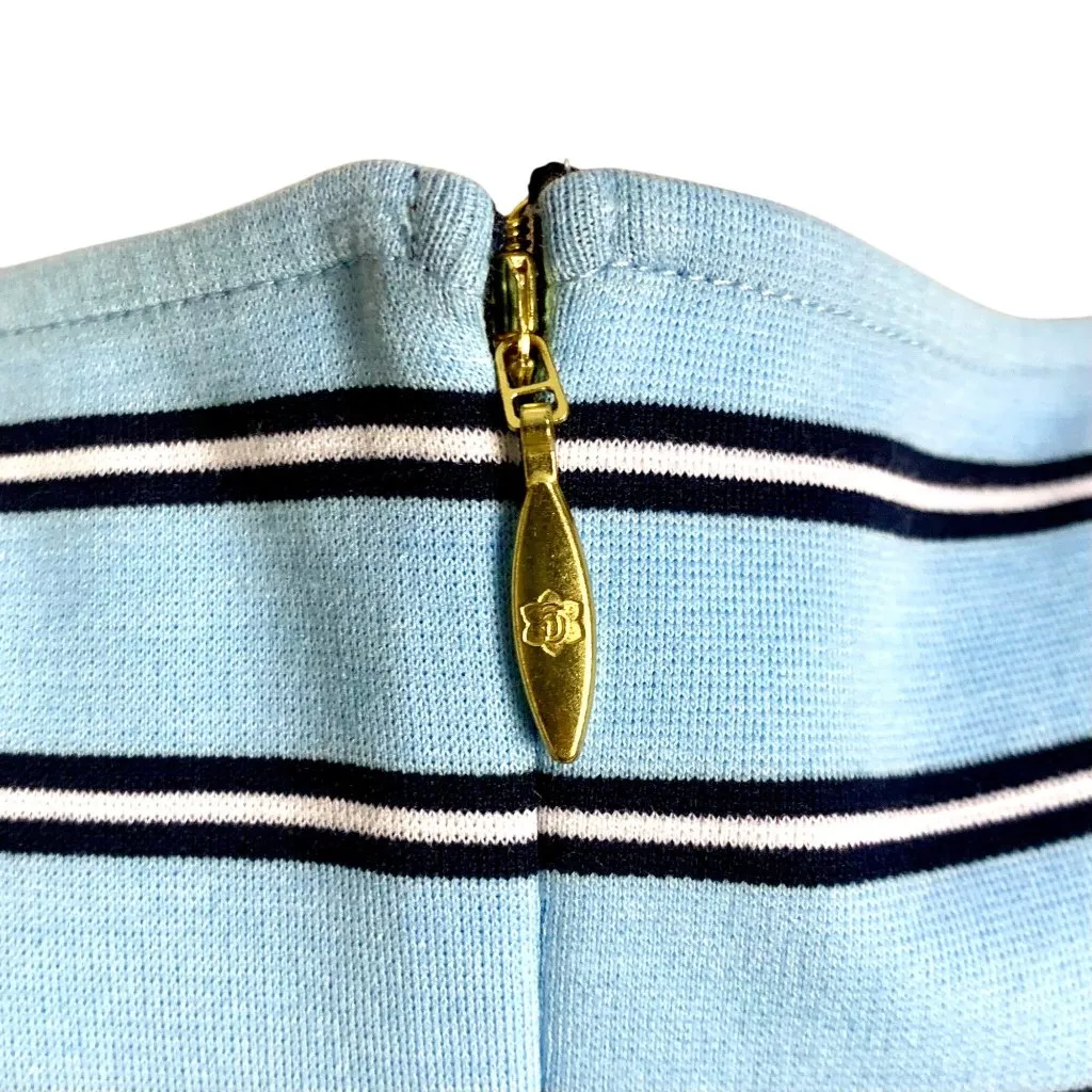 Draper James Ponte Striped A Line V-Neck Large Blue Black Short Sleeve Dress - Image 5