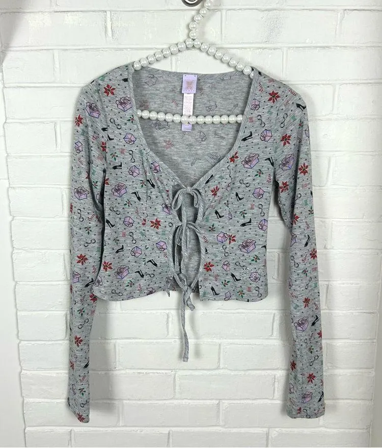 Savage X Fenty Tis The Savage Long Sleeve Sleep Shirt Size S Gray - Image 2