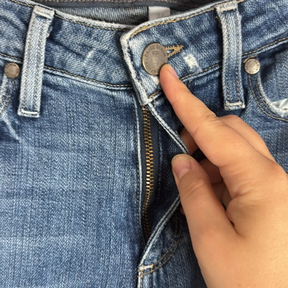 PAIGE Hoxton Ankle Peg Blue Distressed Skinny Jeans Beachwood Wash size 24 - Image 6