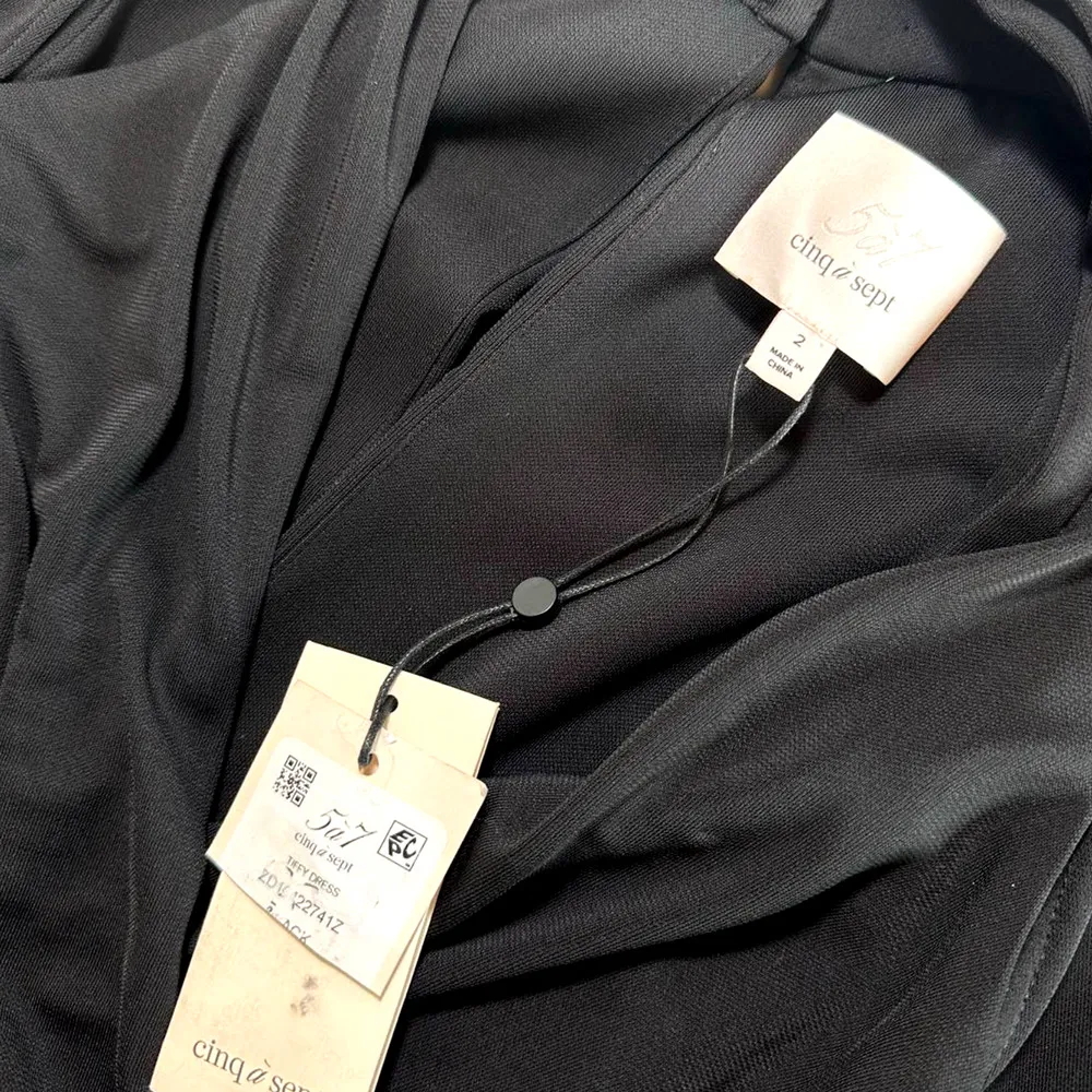 Cinq A Sept NEW Tiffy Cut Out Shoulder Bell Sleeve Ruched Jersey Dress Black 2 - Image 9