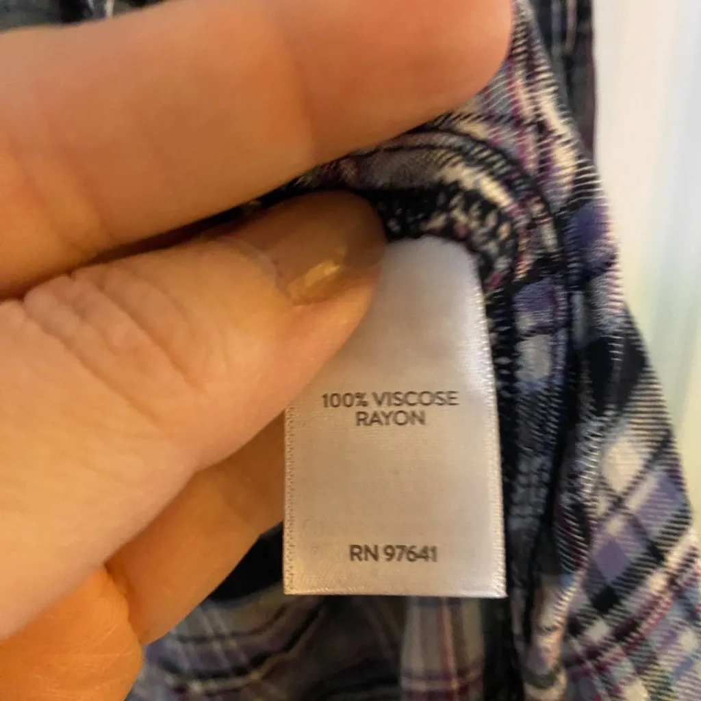 J. Jill Purple Plaid Button Up Tunic Women’s Large - Image 3