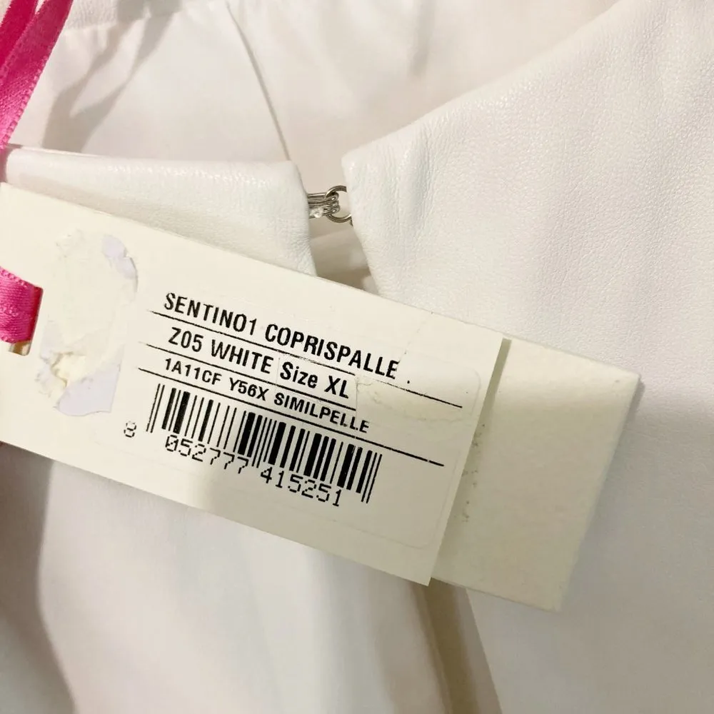 NEW Pinko UP junior ladies XL pleather long sleeve belly crop open front jacket White Size undefined - Image 8