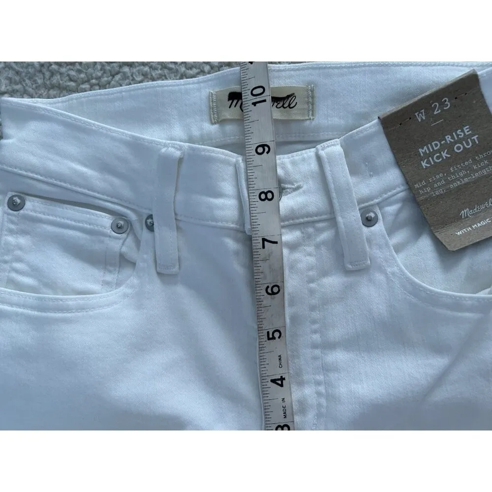 Madewell Mid Rise Kick Out Ankle Length Jeans Pure White Womens Size 23 - Image 13