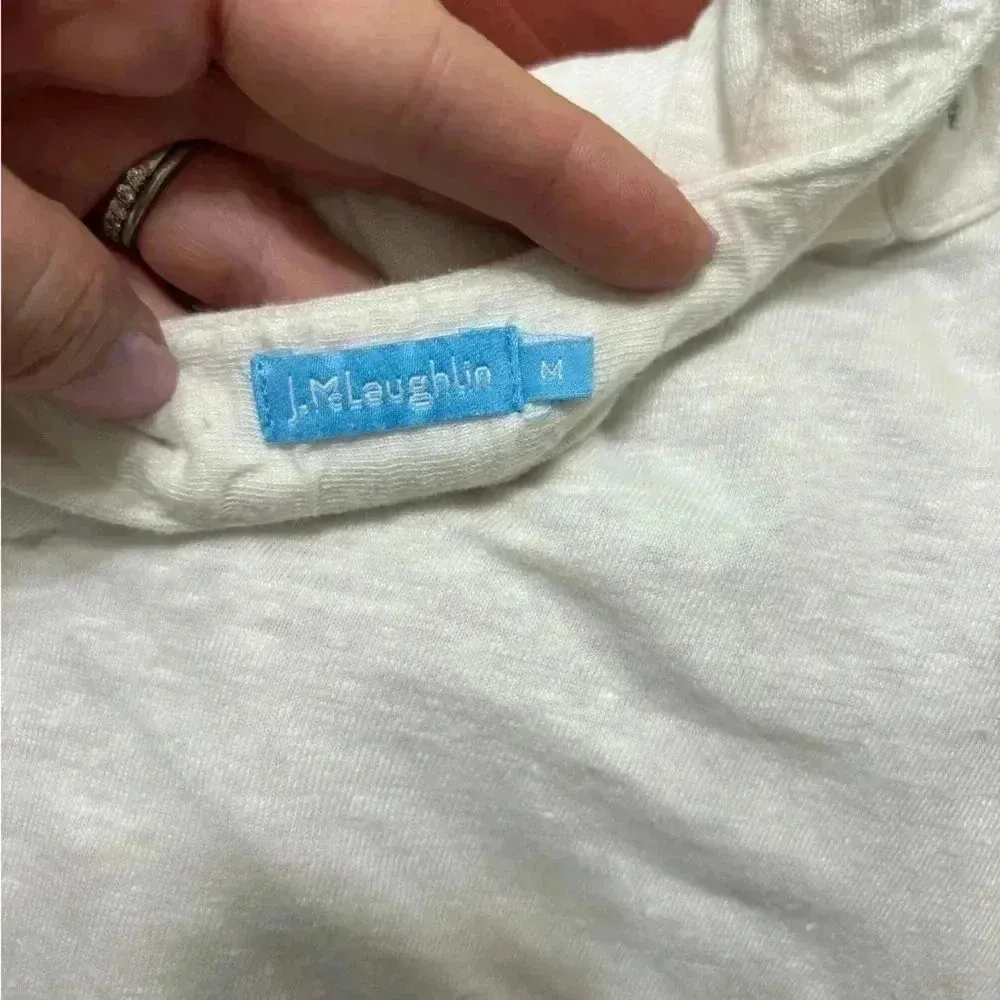 J McLaughlin White Linen Blend Poncho Top Oversized‎ V - Image 7