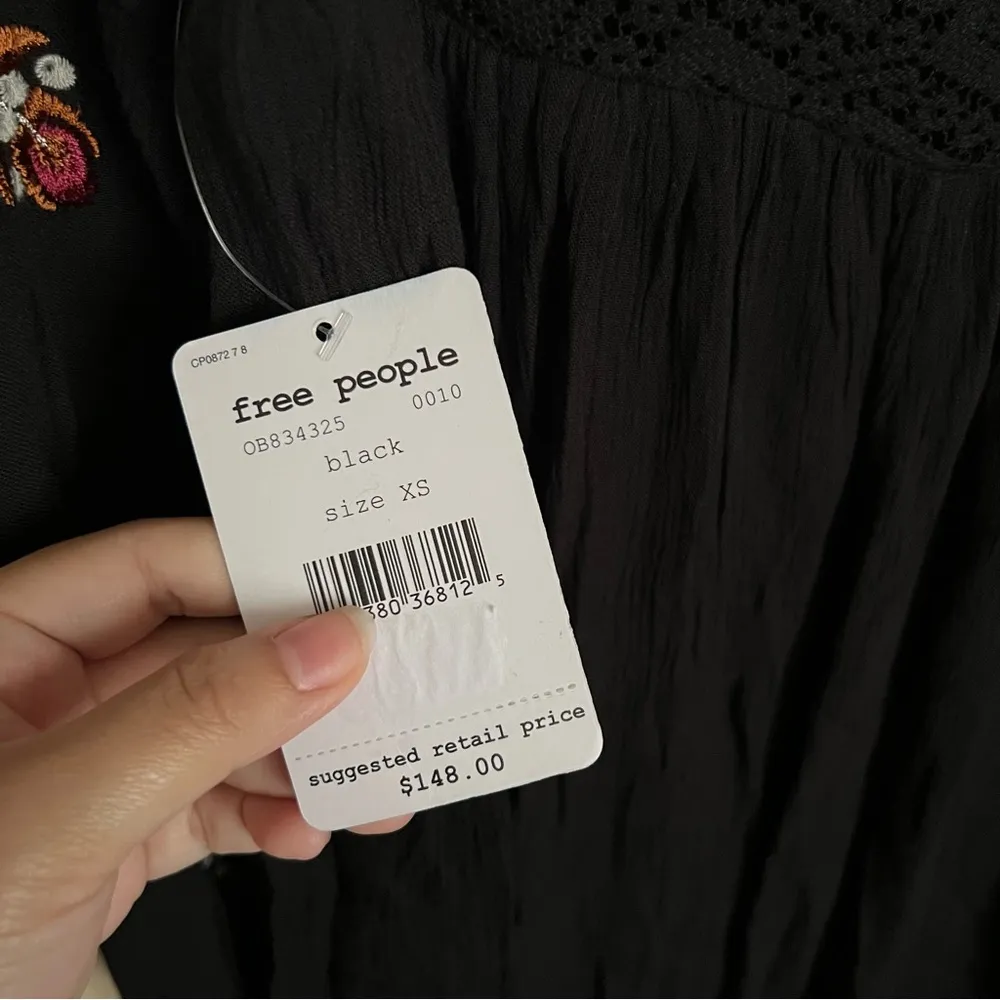 NWT Free People Mohave Embroidered Mini Dress Black XS - Image 10