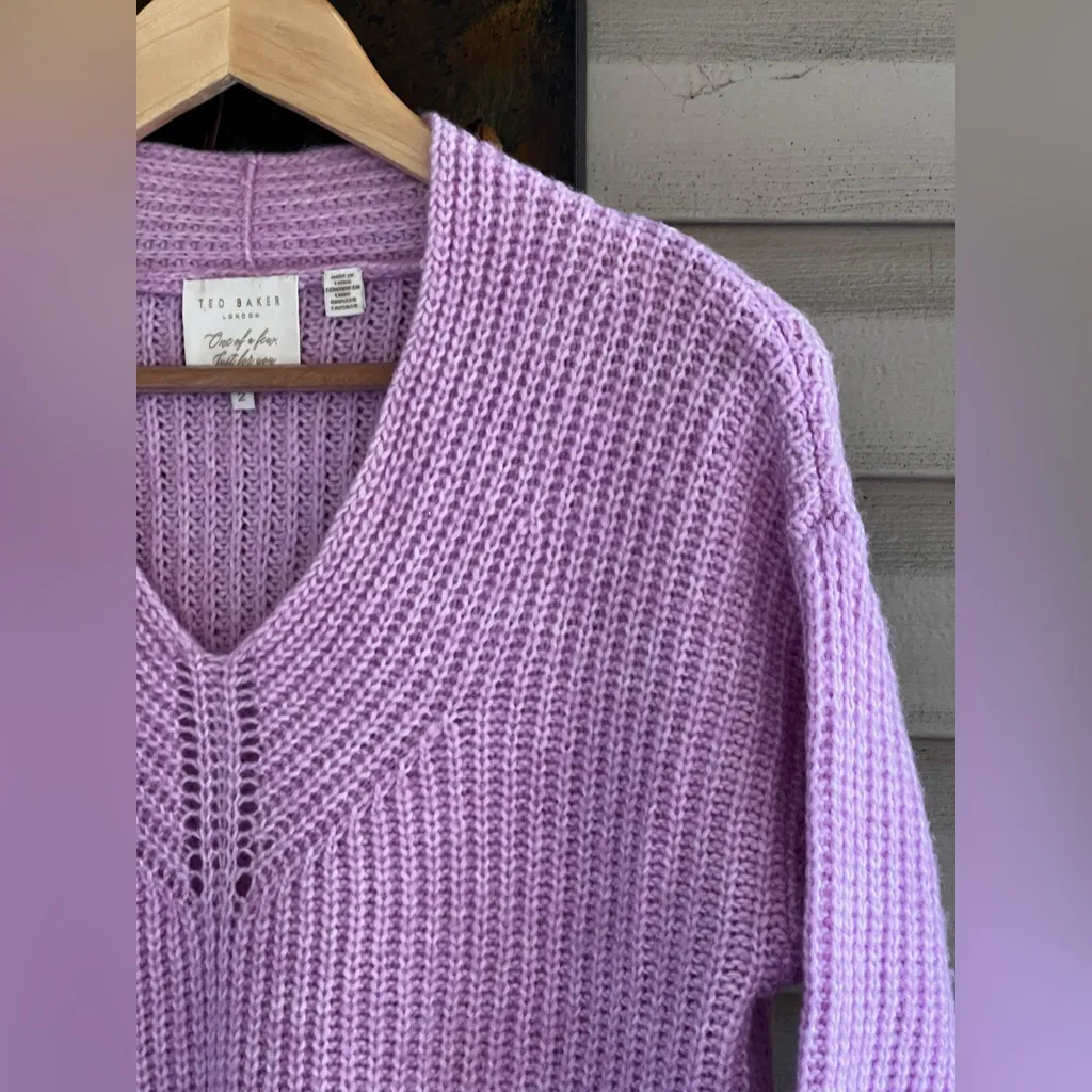 Ted Baker London lilac oversized high-low wool blend sweater - Image 4