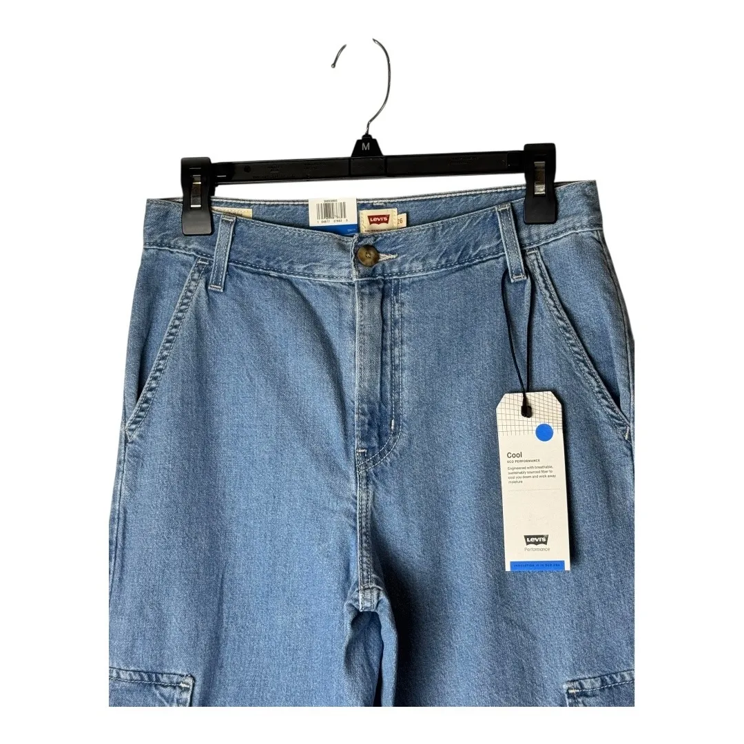 Levis Jeans Women 26 Blue Denim Premium Cool Eco Performance Cargo NWT‎ Retro - Image 5