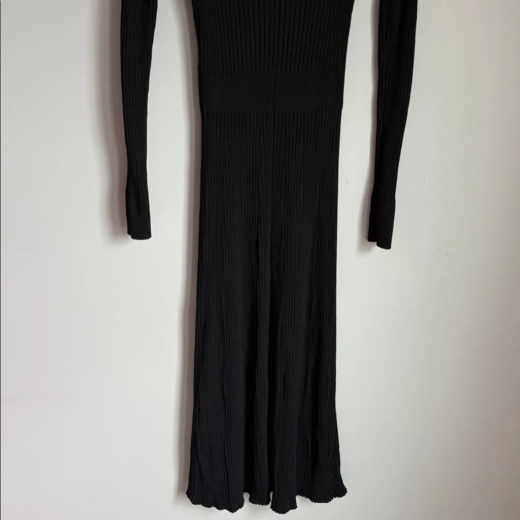 BODEN Ribbed Cut Out Dress Black Keyhole Neck‎ Long Sleeve Fitted 6 - Image 10