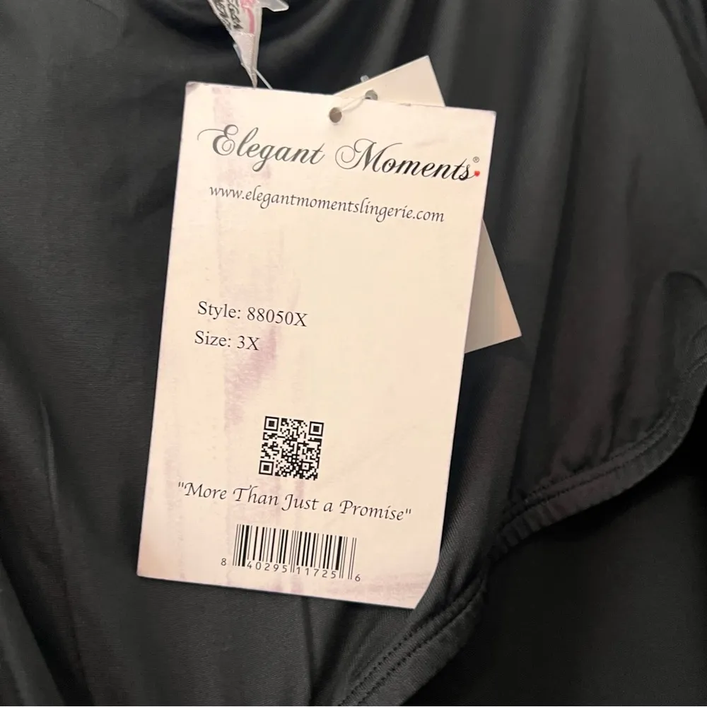 Elegant Moments Lingerie Black Dress sz:3X #303 NWT Stretch babydoll sleepwear - Image 6