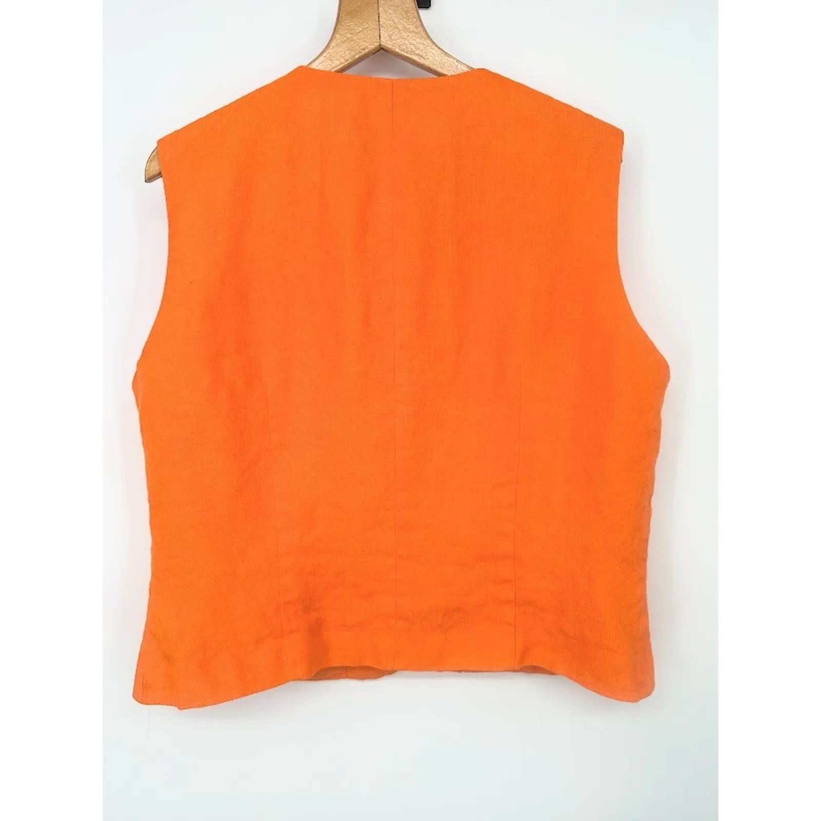 Vintage Talbot's 100% Irish Linen Button Up Vest Orange Vest Size 16 - Image 5