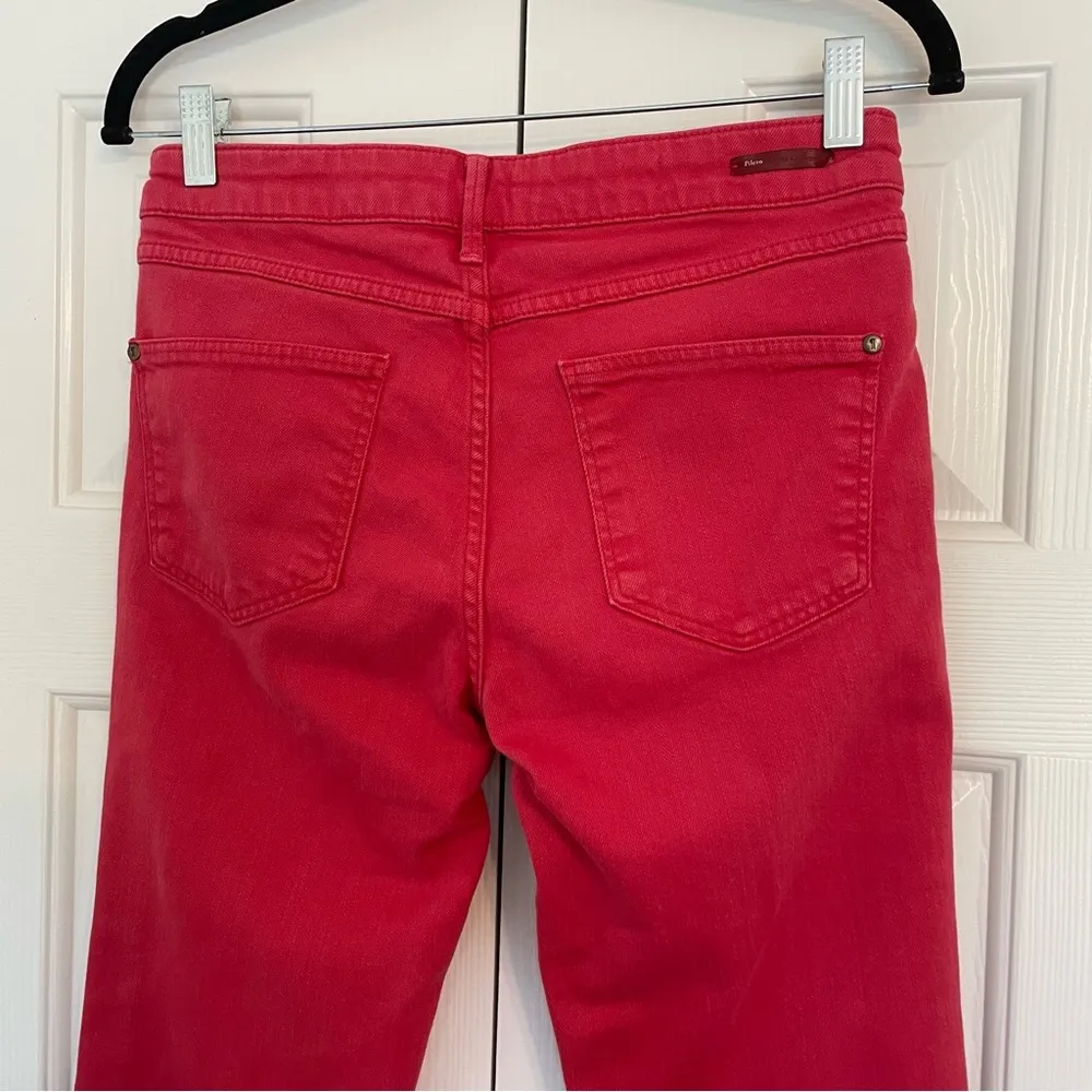Anthropologie Pilcro Red Denim Straight Leg Jeans Raw Hem Crop Sz 27 - Image 8