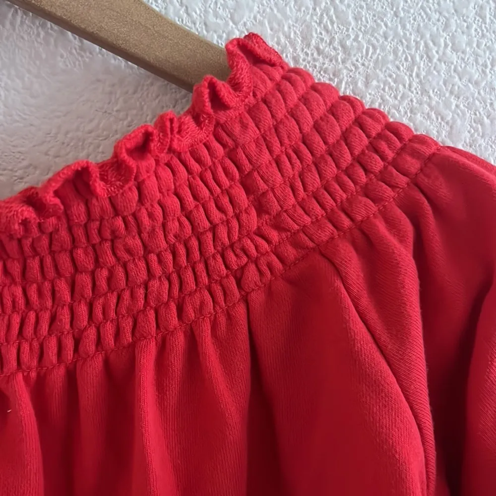 Urban Outfitters Kimchi Blue Smocked Neckline Cropped Sweatshirt Top Red XS - Image 7