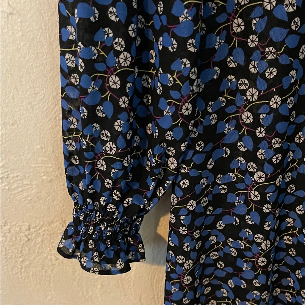 CAbi  Navy and White Patterned Long Sleeve Dress “The Ten Dress” - Image 5