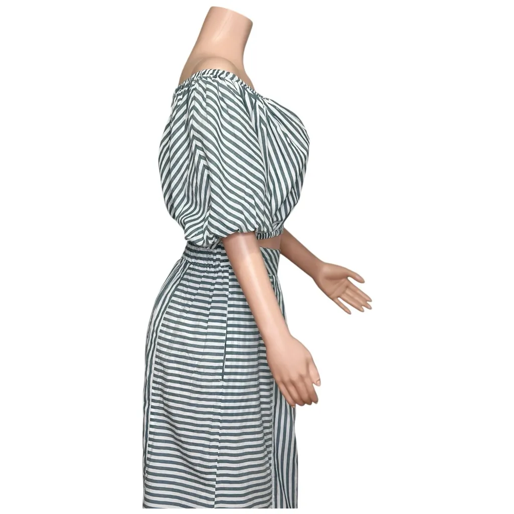 MIRTH Capri Bubble Top, Ocean Stripe, Small Blue - Image 9