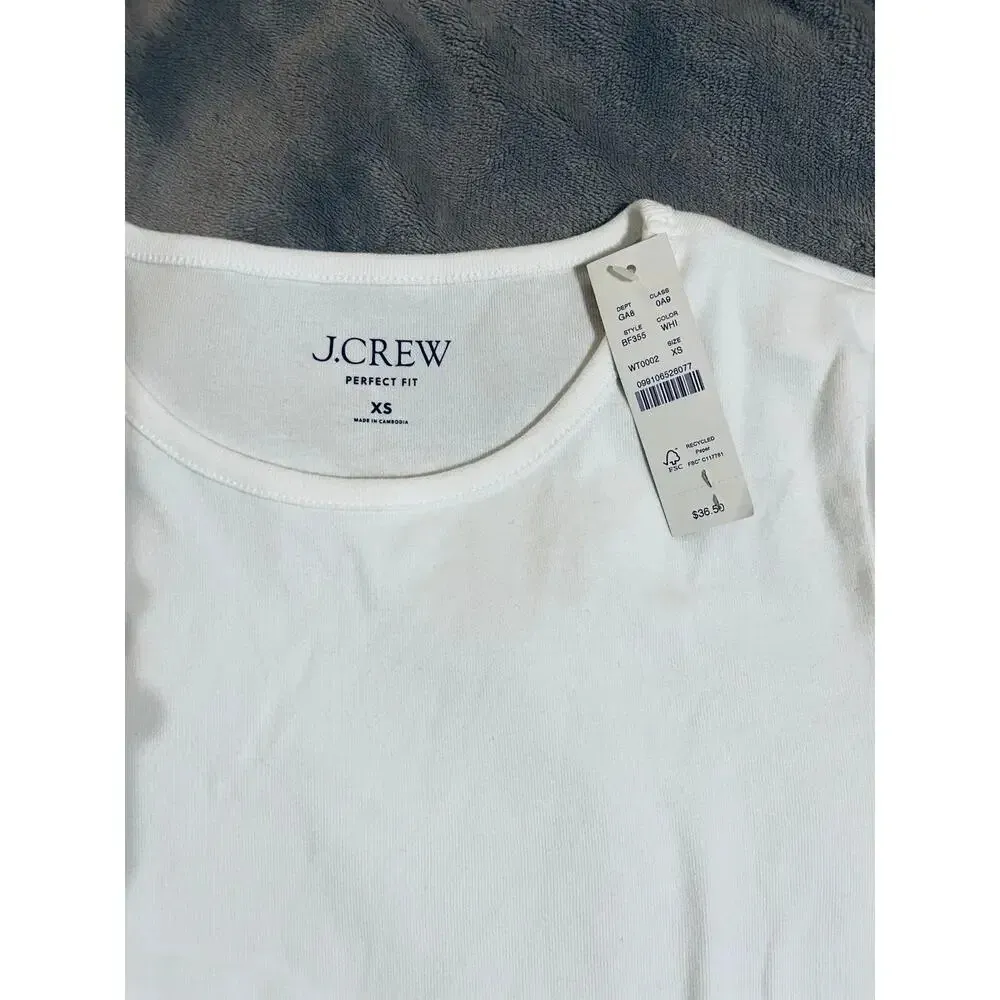 NWT J.Crew Size XS Short Sleeve Shirt Causal Women White Layering‎ - Image 2