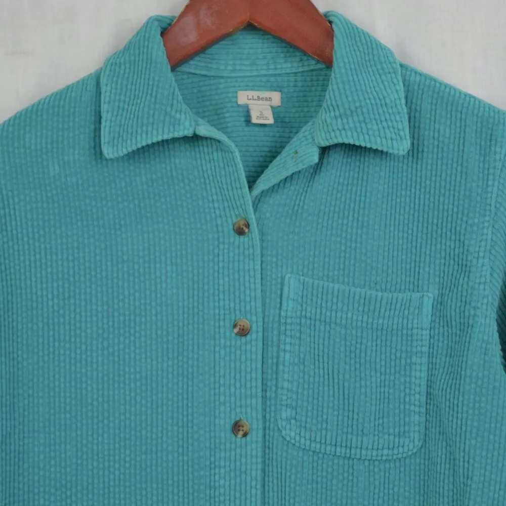 LL Bean Women's Corduroy Relaxed Button Down Heavy Shirt Small - Image 8