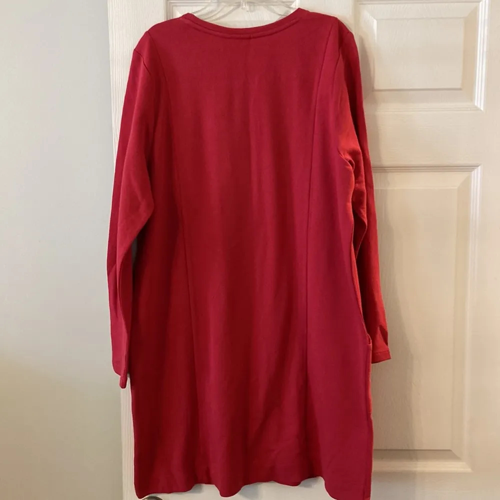 Long Sleeve J.Jill Dress with Pockets length 35” bust 43” 100% cotton size L Pink Size L - Image 6