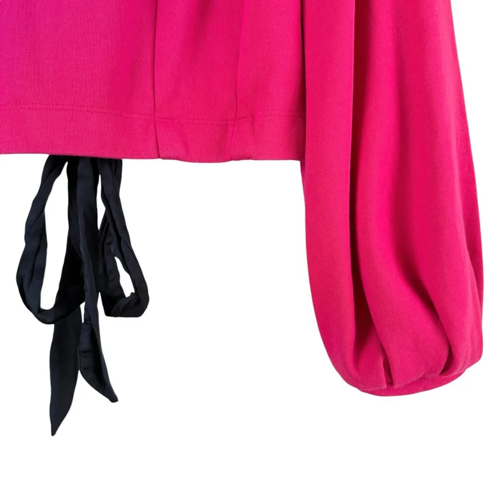Anthropologie Maeve Corset Sweatshirt Balloon Sleeves in Raspberry Pink, Size XS - Image 8