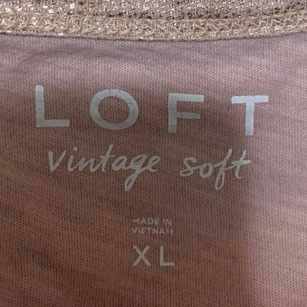 Ann Taylor Loft Women's Bronze Metallic Short Sleeve Pocket Tee T-Shirt Top XL - Image 3