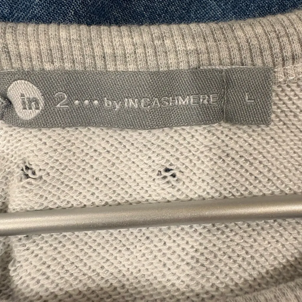 Incashmere embellished distressed beads rhinestone sweatshirt gray L Size L - Image 5