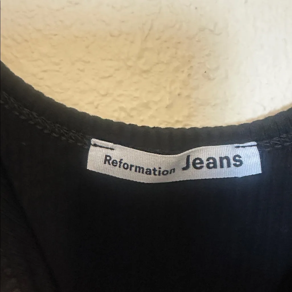 Reformation Jeans Crystal Black Ribbed Bodysuit Size Small - Image 6