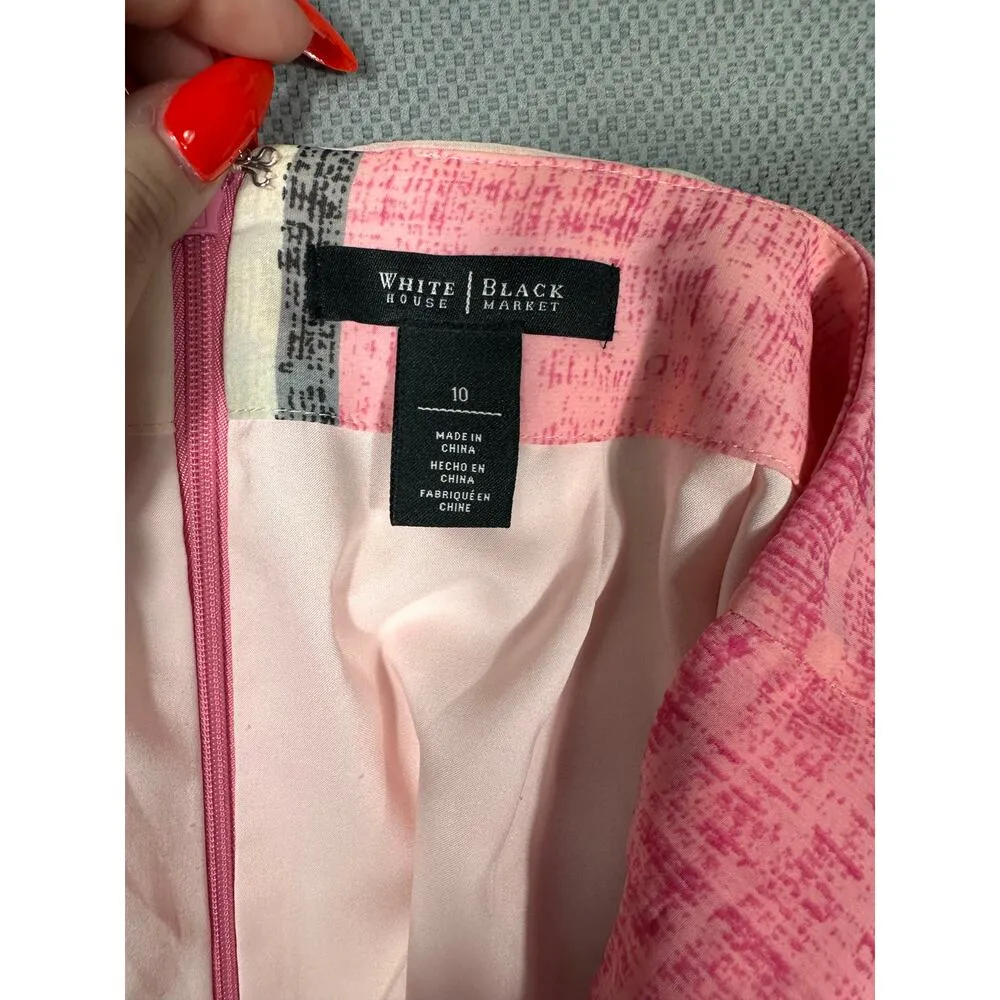 White House Black Market Watercolor Print Skirt Size 10 Abstract Colorblock Mini - Image 7