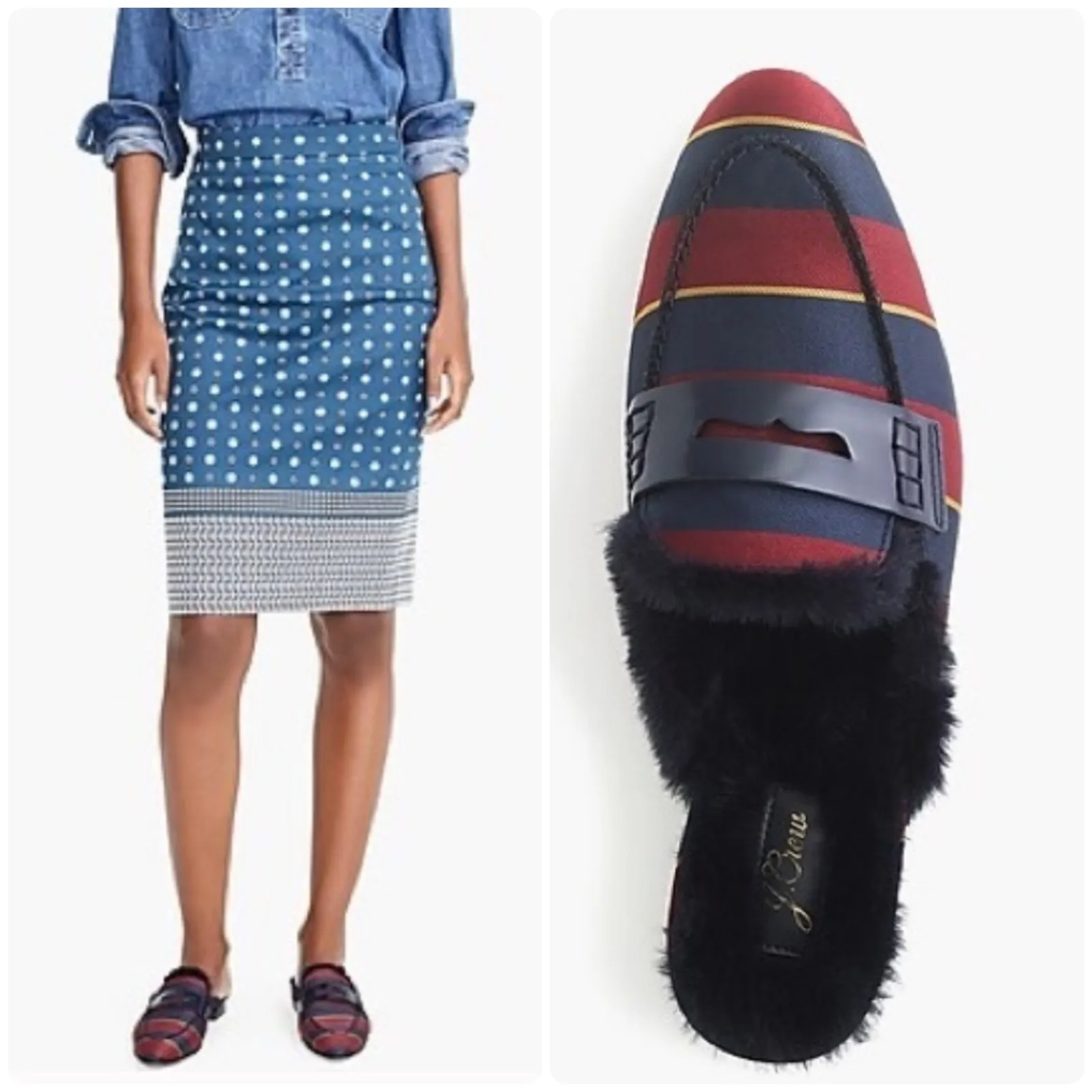 J. Crew Shoes Faux Fur Academy Penny Loafer Mule In Stripe - Image 2