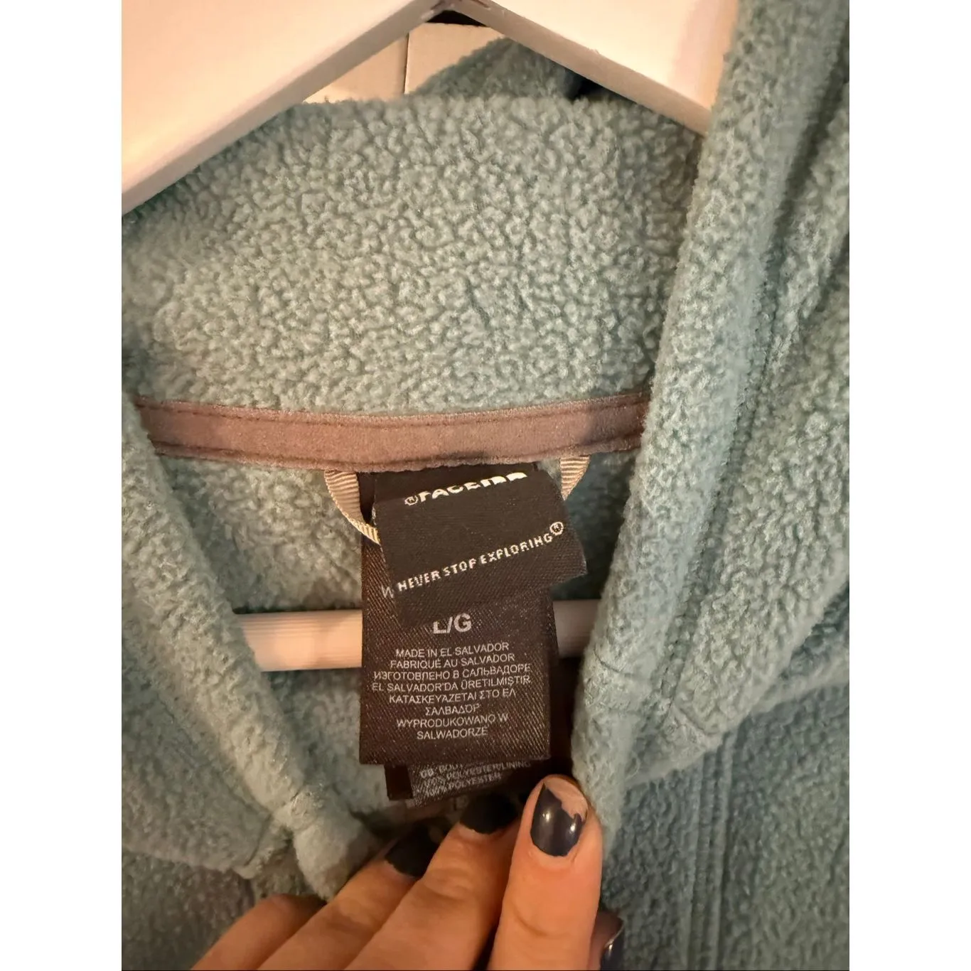 The North Face Fleece mint pullover quarter zip with hood large - Image 4