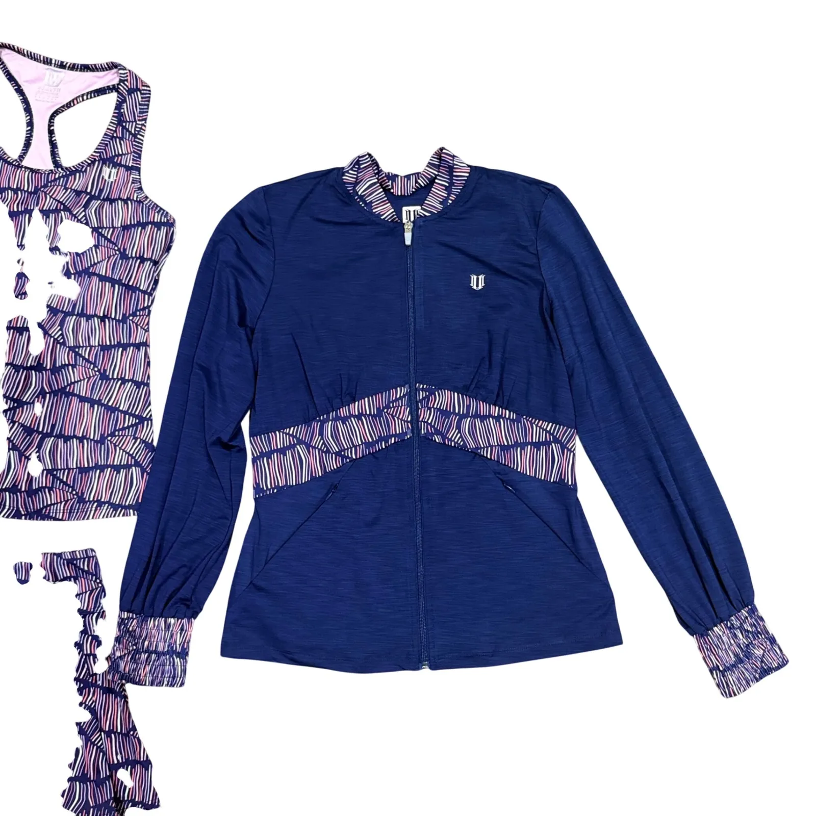 ELEVEN By Venus Williams purple Activewear 3 pc Set Tank Skirt Jacket S New Blue - Image 2