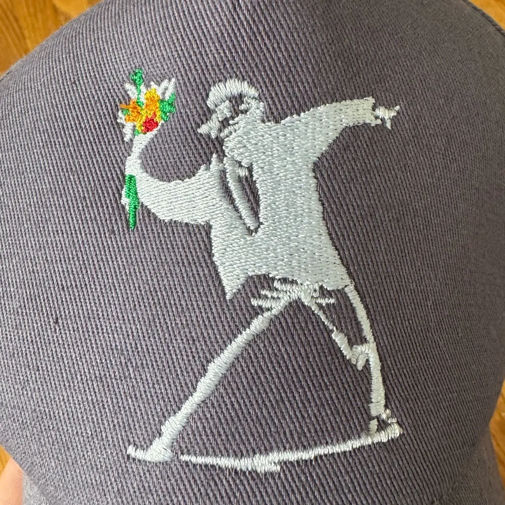 Flower thrower blue gray hat Adjustable back - Image 2