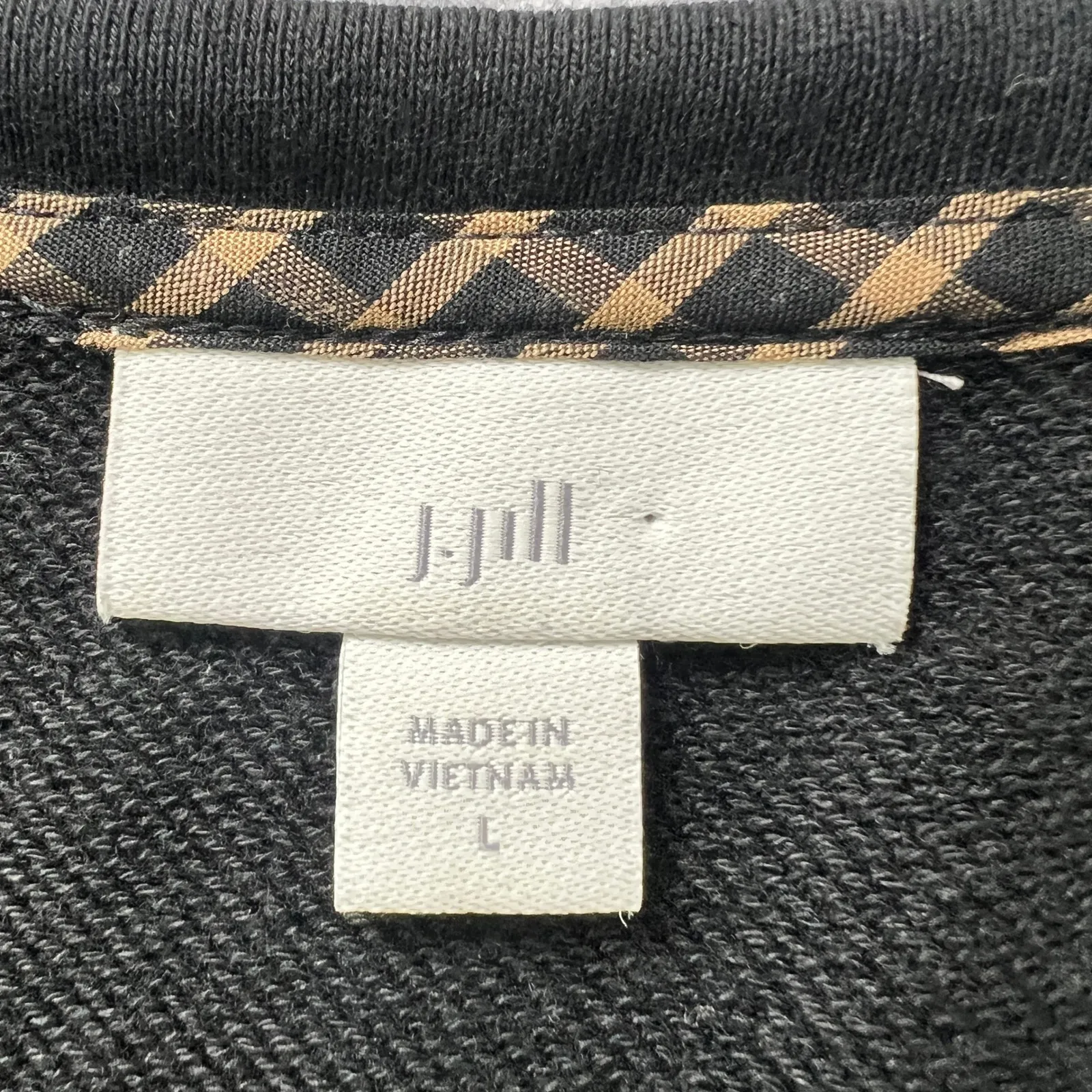 J Jill Mixed Media Plaid Dress Womens L Black Tan Long Sleeve Pockets Minimal Size L - Image 4