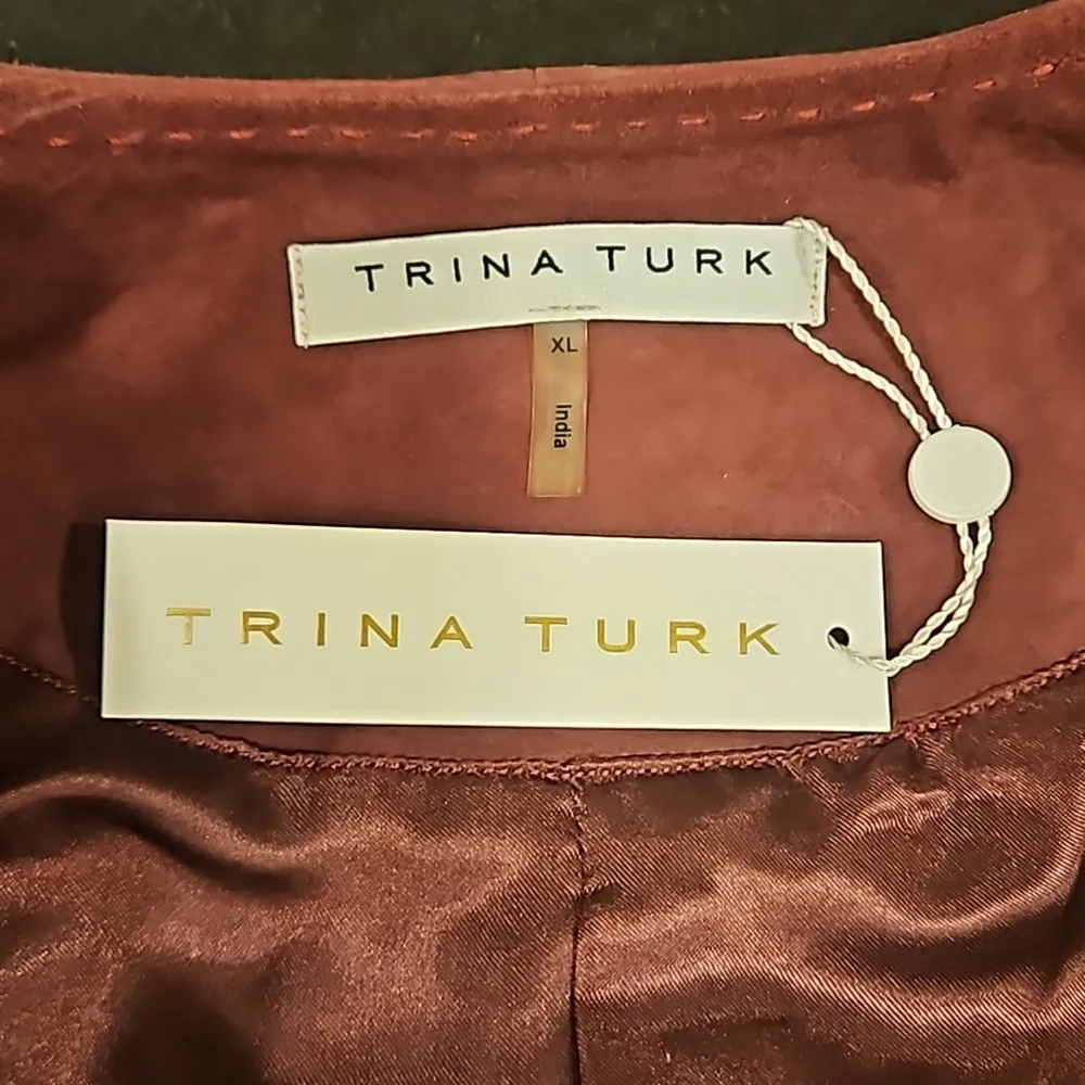💕TRINA TURK💕 Suede Hopeful Jacket ~ Radicchio XL NWT 100% Goat Leather - Image 7