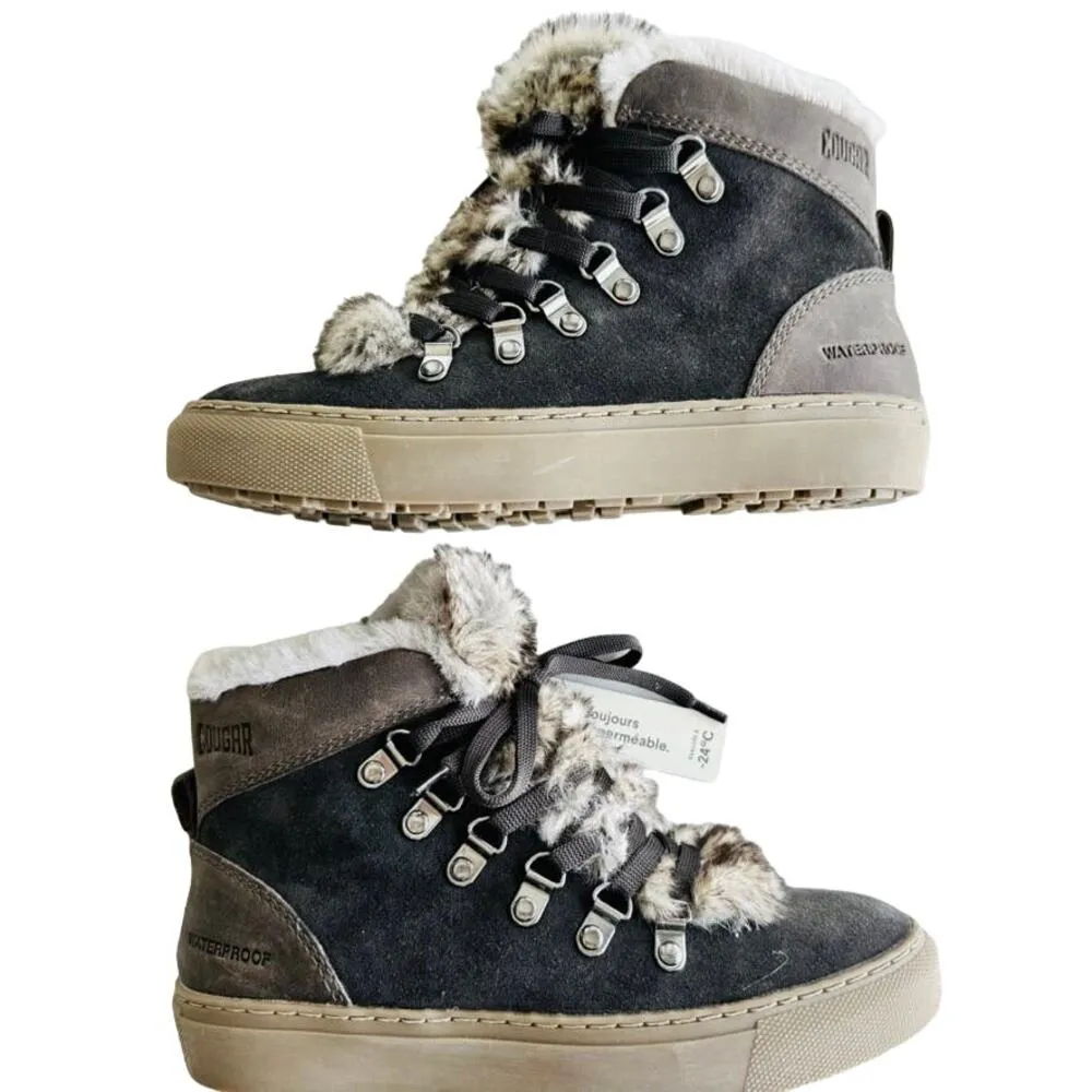Cougar Daniel Suede Faux Fox Fur Waterproof Boot Pewter Grey NEW Size 36 / 6 Gray - Image 2