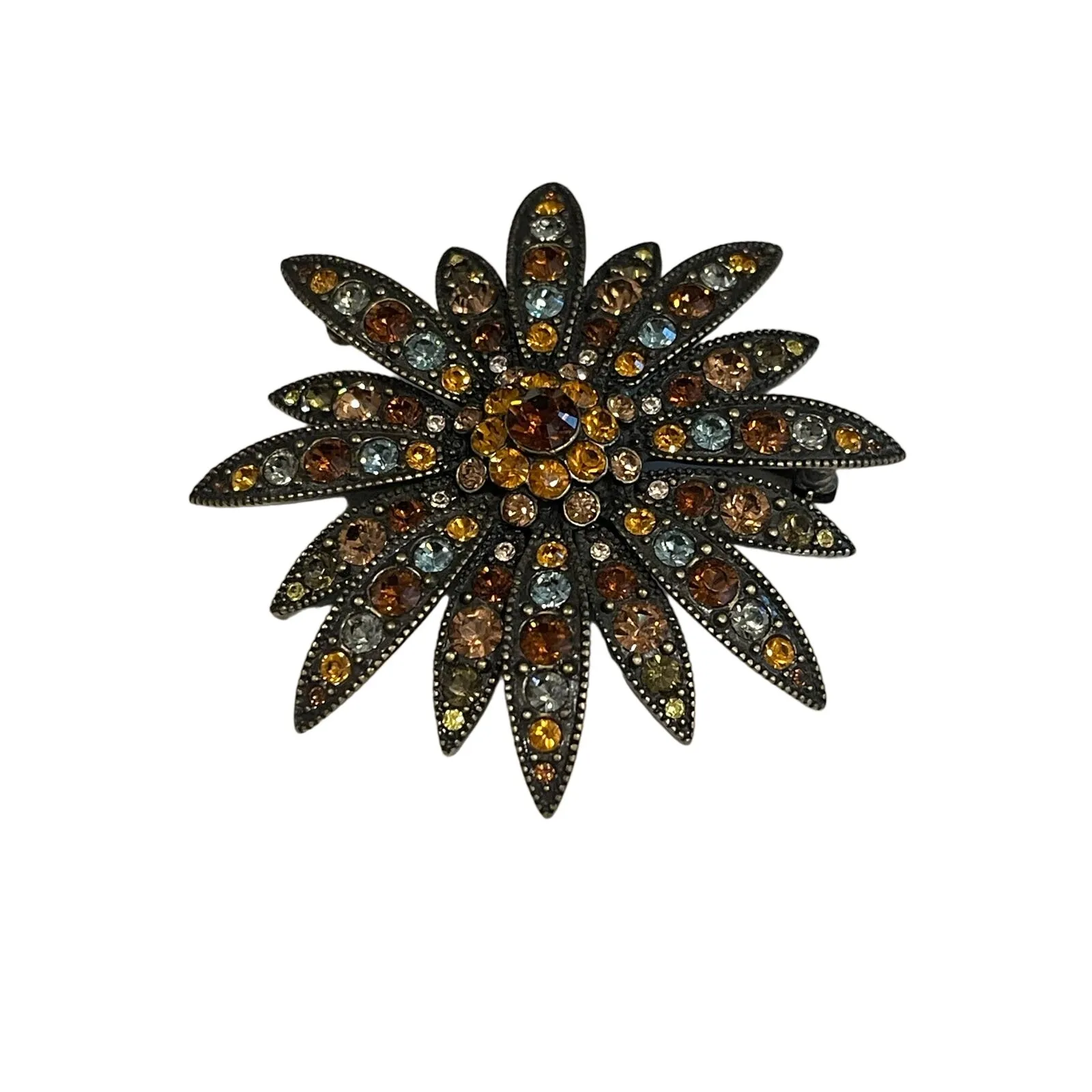 Joan Rivers Vintage Swarovski Crystal Sparkle Starburst Brooch Pin Set Bronze - Image 15